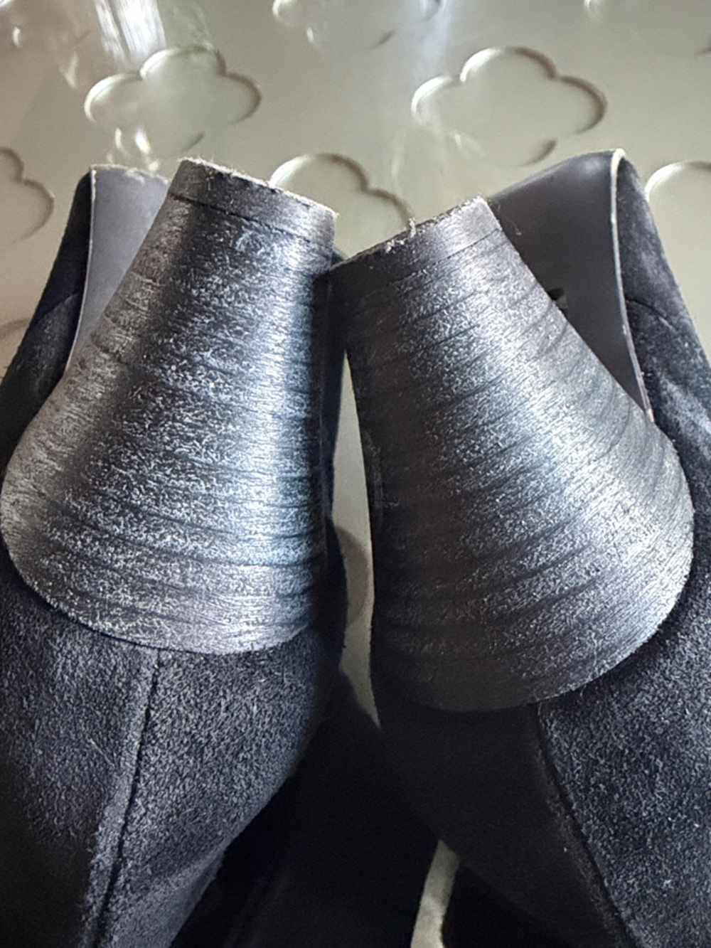 FREE PEOPLE Adella Foldover Suede Booties Black Pointed Toe Block Heel Size 8.5 - Picture 12 of 16